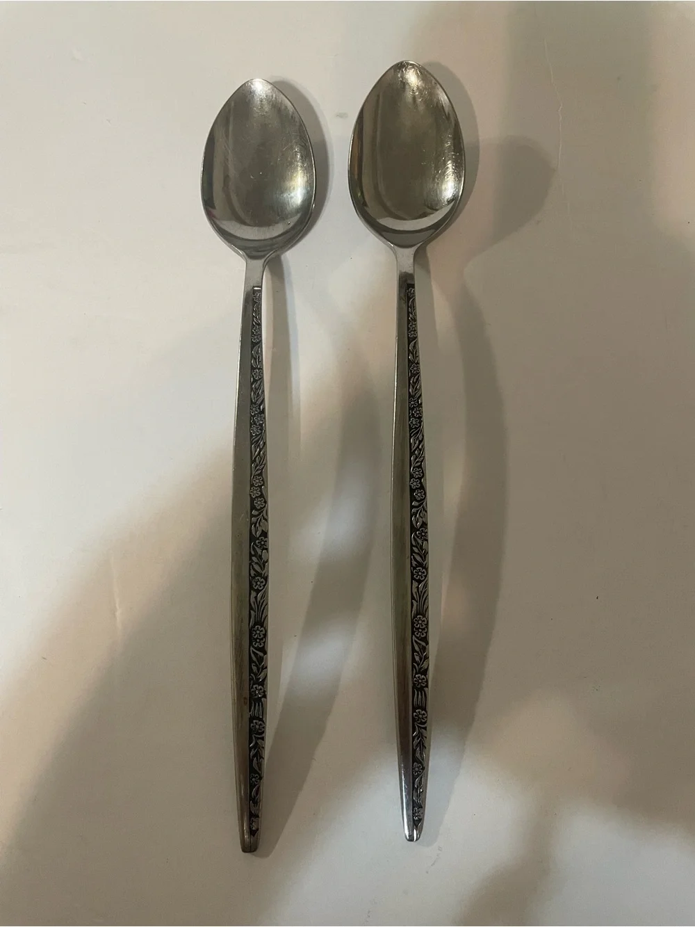 Coventry Bouquet Iced Tea Spoons Set of 2 Stainless Japan Floral Vintage MCM
